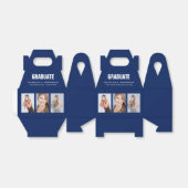Afstuderen Foto Collage Blue Custom Favor Box Bedankdoosjes (Uitgevouwen)