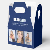 Afstuderen Foto Collage Blue Custom Favor Box Bedankdoosjes (Geopend)