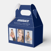 Afstuderen Foto Collage Blue Custom Favor Box Bedankdoosjes (Voorkant Zijde)