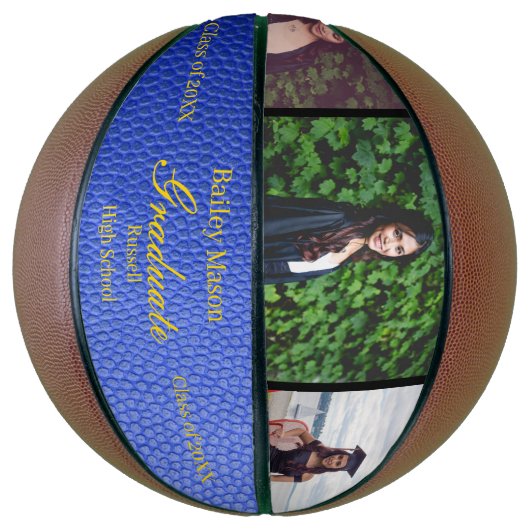 Afstuderen Foto Collage Blue Leather Basketball Basketbal (Verticaal)