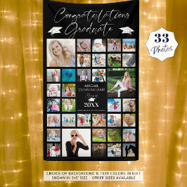 Afstuderen Foto Collage Chic Script Black Spandoek