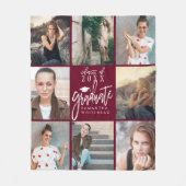 Afstuderen Foto Collage Fleece Blanket Burgundy Deken (Voorkant)