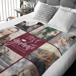 Afstuderen Foto Collage Fleece Blanket Burgundy Deken
