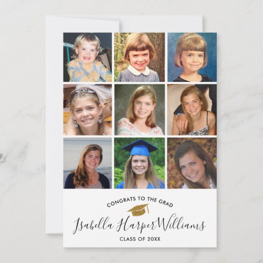 Afstuderen Foto Collage Gold Glitter Afstudeerder  Kaart (Voorkant)