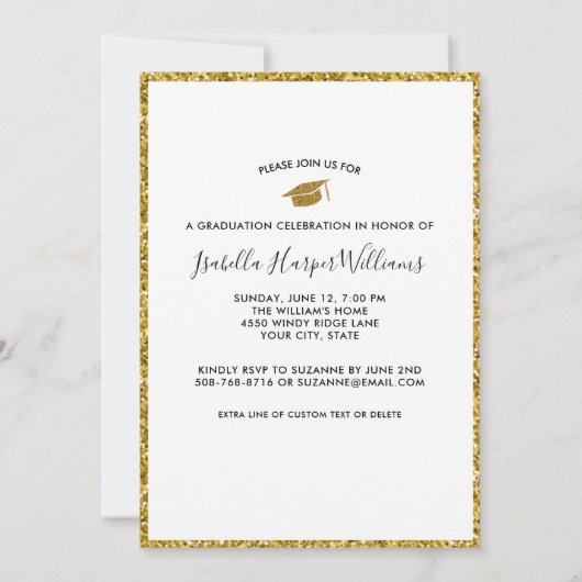 Afstuderen Foto Collage Gold Glitter Afstudeerder Kaart (Achterkant)