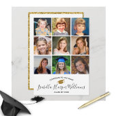 Afstuderen Foto Collage Gold Glitter Afstudeerder  Kaart