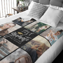Afstuderen Foto Collage Gold Glitter Pet Black Fleece Deken