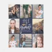Afstuderen Foto Collage Gold Glitter Pet Navy Blue Fleece Deken (Voorkant)