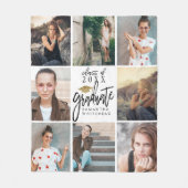 Afstuderen Foto Collage Gold Glitter Pet White Fleece Deken (Voorkant)