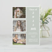 Afstuderen Foto Collage Green Name Afstuderen Aankondiging (Staand voorkant)