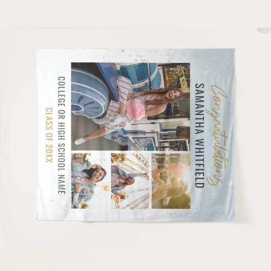 Afstuderen Foto Collage Moderne Afstuderen Backdro Wandkleed (Voorkant (horizontaal))