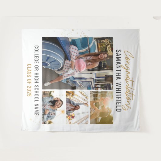 Afstuderen Foto Collage Moderne Afstuderen Backdro Wandkleed (Voorkant (horizontaal))