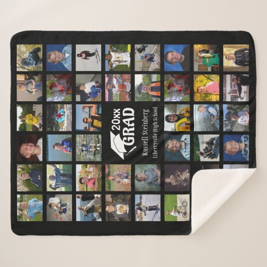 Afstuderen Foto Collage Name School Sherpa Deken (Voorkant (horizontaal))