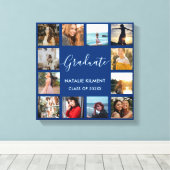 Afstuderen Foto Collage Navy Blue & Gold Afstudere Canvas Afdruk (Insitu (Houten vloer))