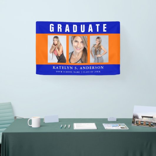 Afstuderen Foto Collage Oranje en blauw Spandoek (Beurs)