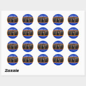 Afstuderen Foto Collage Oranje en Blue Custom Ronde Sticker (Vel)
