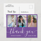 Afstuderen Foto Collage Paars Hartelijk dank Brief Aankondigingskaart (Voorkant / Achterkant)