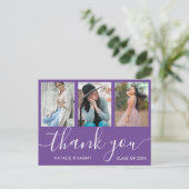 Afstuderen Foto Collage Paars Hartelijk dank Brief Aankondigingskaart (Staand voorkant)