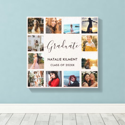 Afstuderen Foto Collage Pink en Black Afstuderen Canvas Afdruk (Insitu (Houten vloer))