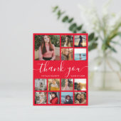 Afstuderen Foto Collage Red Hartelijk dank Briefka Aankondigingskaart (Staand voorkant)