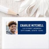 Afstuderen foto college font blauw retouradres etiket (Insitu)