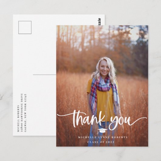 Afstuderen Foto Dank u Briefkaart (Voorkant / Achterkant)
