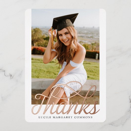 Afstuderen Foto Dank u Folie Uitnodiging (Voorkant)