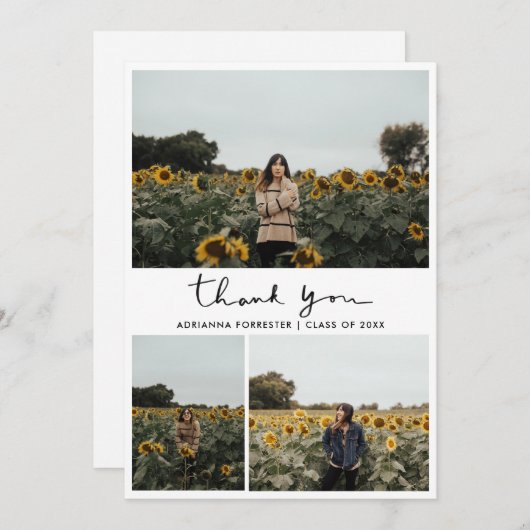 Afstuderen Foto Dank u handgeschreven script Bedankkaart (Voorkant / Achterkant)