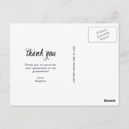 Afstuderen foto Dank u in de moderne kalligrafie Briefkaart (Achterkant)