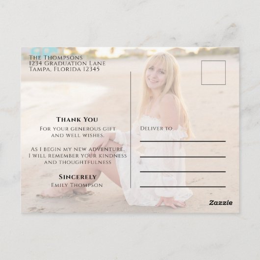 Afstuderen Foto Dank u Kaart Custom (Achterkant)