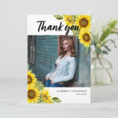 Afstuderen Foto Dank u Zonnebloem Script Bedankkaart (Staand voorkant)