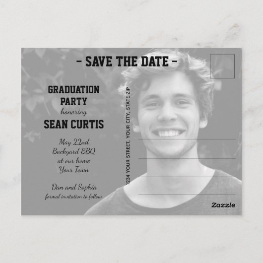 AFSTUDEREN Foto De datum opslaan Briefkaart (Achterkant)