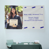 Afstuderen Foto, Diploma & Pet op Blauwe Sjabloon Spandoek (Beurs)