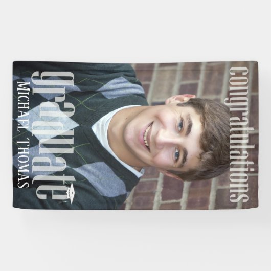 Afstuderen Foto Eenvoudig Aangepast Spandoek (Horizontaal)