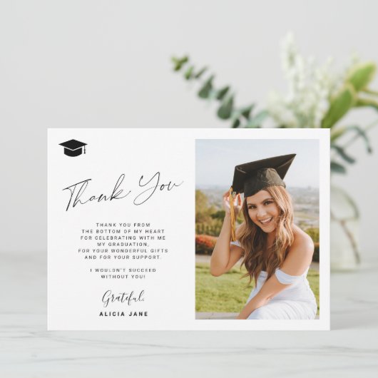 Afstuderen foto eenvoudig afstuderen dank u kaart (Staand voorkant)