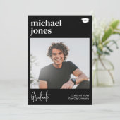 Afstuderen foto eenvoudig klassiek afstuderen aankondiging (Staand voorkant)