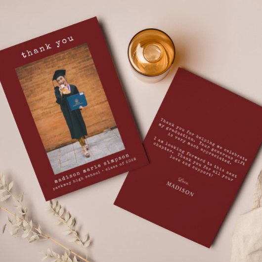 Afstuderen foto eenvoudig minimalistisch dank u notitiekaartje
