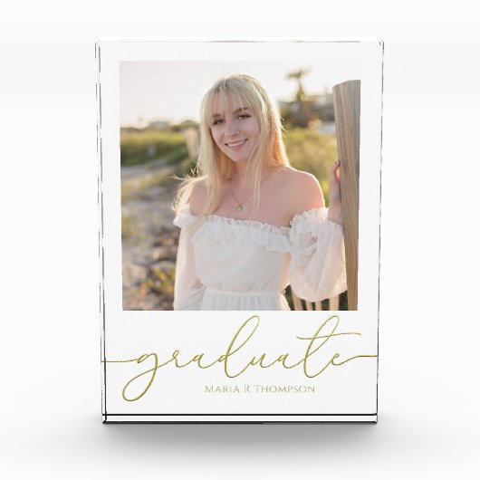 Afstuderen foto eenvoudig minimalistisch goud (Voorkant)