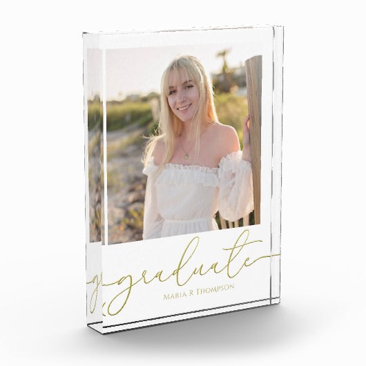 Afstuderen foto eenvoudig minimalistisch goud (Links)