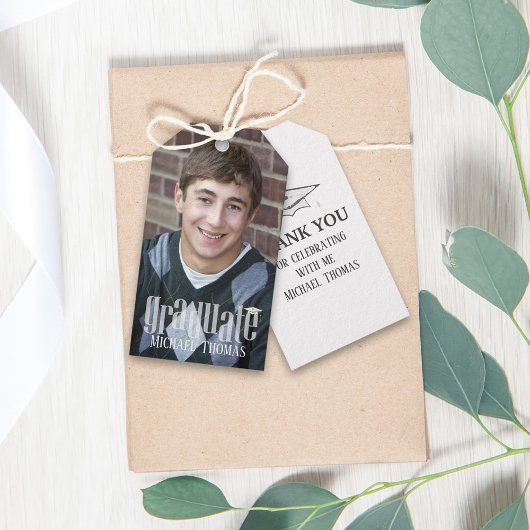 Afstuderen Foto eenvoudig minimalistisch modern Cadeaulabel