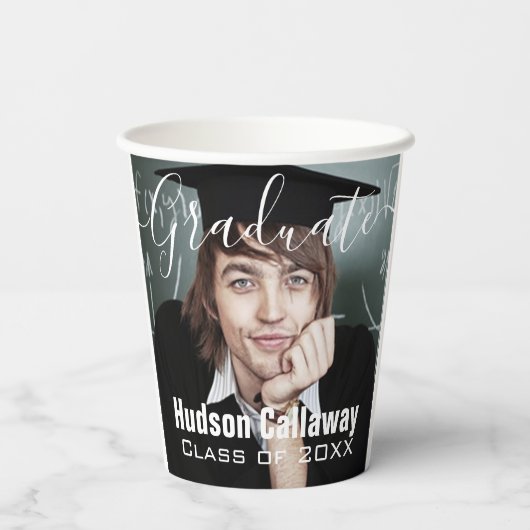 Afstuderen Foto Eenvoudig Modern Open Huis Party Papieren Bekers (Achterkant)