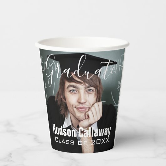 Afstuderen Foto Eenvoudig Modern Open Huis Party Papieren Bekers (Voorkant)