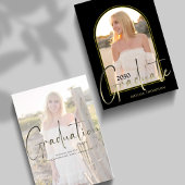 Afstuderen Foto Eenvoudig Stijlvol Zwart en Gouden Kaart