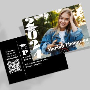 Afstuderen Foto eenvoudig zwart van 2023 QR Kaart