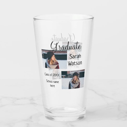 afstuderen Foto Eenvoudige Classic Add Class Jaar Glas (Achterkant)