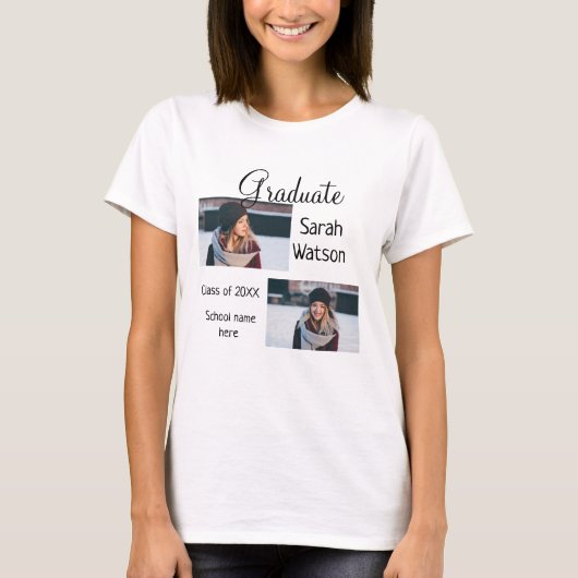 afstuderen Foto Eenvoudige Classic Add Class Jaar T-shirt (Voorkant)