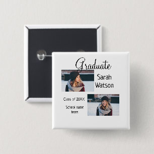 afstuderen Foto Eenvoudige Classic Add Class Jaar Vierkante Button 5,1 Cm