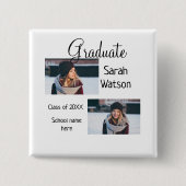 afstuderen Foto Eenvoudige Classic Add Class Jaar  Vierkante Button 5,1 Cm (Voorkant)