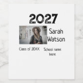 afstuderen Foto Eenvoudige Classic Add Class Jaar  Wijn Etiket (Enkel label)