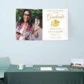 Afstuderen Foto Elegant Gold Afstuderen Spandoek (Beurs)